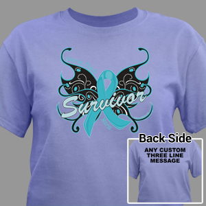 Ovarian Cancer Survivor Butterfly T-Shirt
