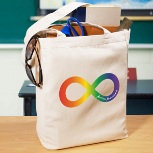 Rainbow Infinity  Autism Canvas Tote Bag