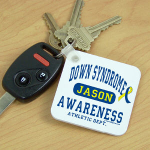 Personalized Down Syndrome Awareness Athletic Dept. Key Chain
