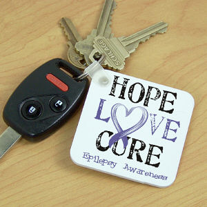 Personalized Hope Love Cure Epilepsy Awareness Key Chain