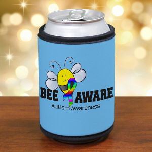 Bee Aware Autism Awareness Can Wrap Koozie