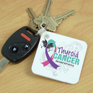 Thyroid Cancer Awareness Ribbon Key Chain