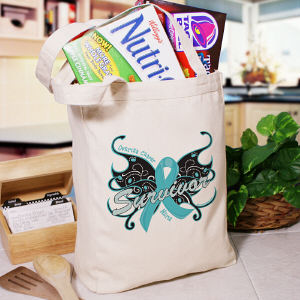 Ovarian Cancer Survivor Butterfly Tote Bag
