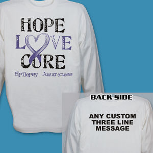 Personalized Hope Love Cure Epilepsy Awareness Long Sleeve Shirt