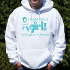 I Fight Like A Girl Ovarian Cancer Awareness Hooded Sweatshirt H54134X