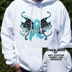 Ovarian Cancer Survivor Butterfly Hooded Sweatshirt