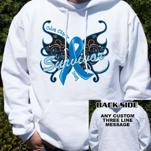 Colon Cancer Survivor Butterfly Hooded Sweatshirt