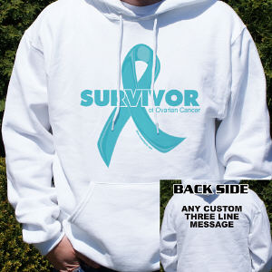 Ovarian Cancer Survivor Ribbon Hooded Sweatshirt