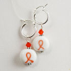 Orange Awareness Ribbon Silver Earrings J00017OR