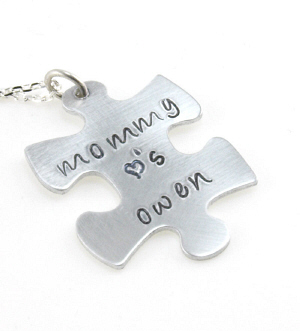 Puzzle Piece Hand Stamped Pendant