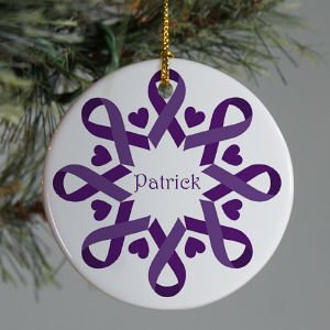 Purple Ribbon Snowflake Ornament