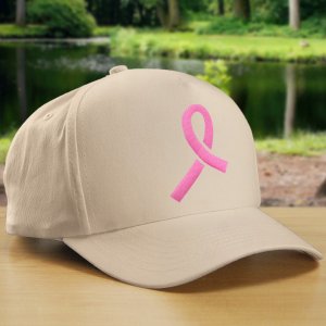 Embroidered Pink Ribbon Hat