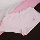 Embroidered Pink Ribbon Ladies Cotton Shorts E372022x