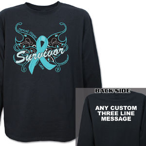 Cervical Cancer Survivor Butterfly Long Sleeve Shirt