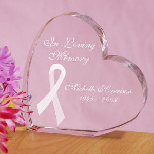 Engraved In Loving Memory Personalized Breast Cancer Awareness Heart Keepsake