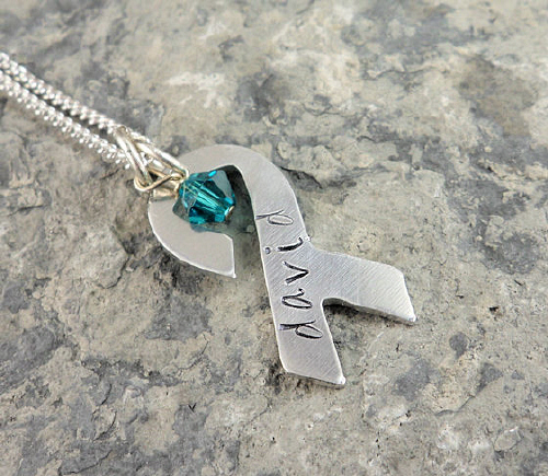 Awareness crystal ribbon pendant 