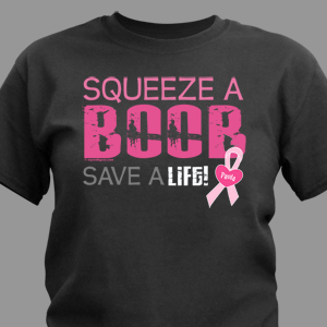 Squeeze a Boob - Breast Cancer Awareness Black T-Shirt