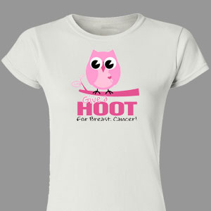 Give a Hoot Breast Cancer Awareness Ladies Fitted Tee