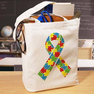 Puzzle Piece Ribbon Tote Bag