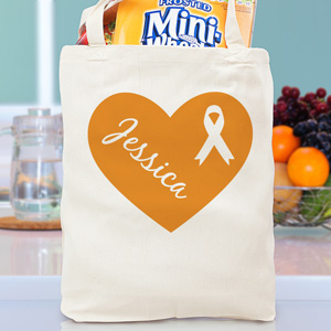 Heart Ribbon Canvas Tote Bag