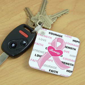 Hope and Love Personalized Breast Cancer Key Chain