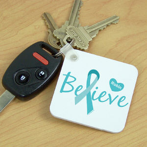 Cervical Cancer Believe Key Chain