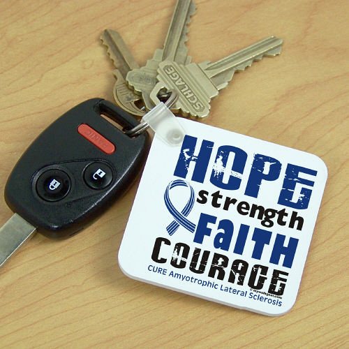 Hope, Strength, Faith & Courage ALS Awareness Keychain