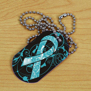 Teal Awareness Ribbon Dog Tag