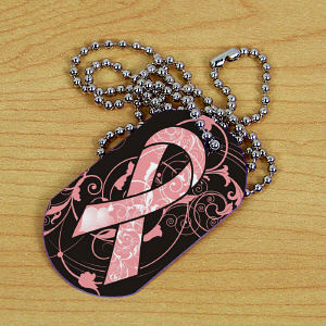 Breast Cancer Awareness Ribbon Dog Tag