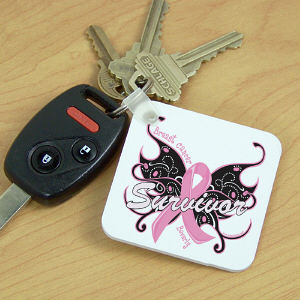 Breast Cancer Survivor Butterfly Key Chain