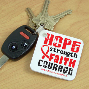 Heart Disease Hope Ribbon Key Chain