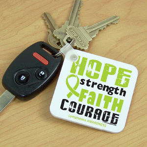 Lymphoma Hope Strength Faith Courage Awareness Key Chain