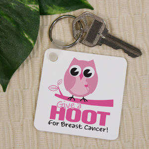 Give a Hoot Breast Cancer Awareness Key Chain