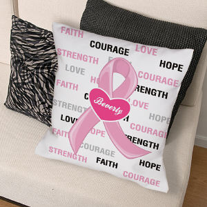Hope and Love Breast Cancer Awareness Throw Pillow