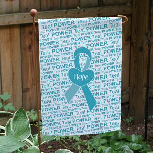 Teal Awareness Ribbon Garden Flag