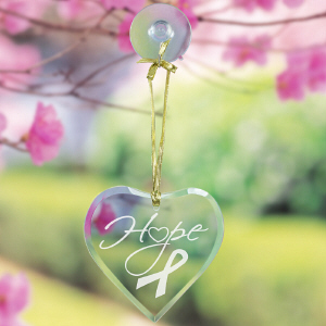 Hope Ribbon Heart Suncatcher