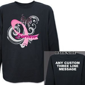 Hope Ribbon Breast Cancer Survivor Long Sleeve Shirt