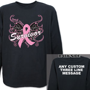 Breast Cancer Survivor Butterfly Long Sleeve Shirt