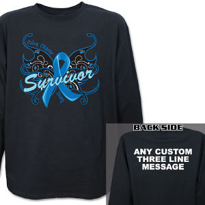 Colon Cancer Survivor Butterfly Long Sleeve Shirt