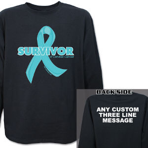 Cervical Cancer Survivor Ribbon Long Sleeve Shirt