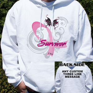 Hope Ribbon Breast Cancer Survivor Hooded Sweatshirt