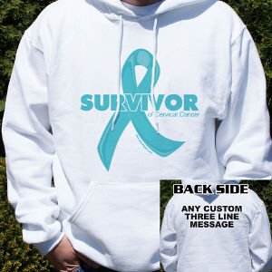 Cervical Cancer Survivor Ribbon Hooded Sweatshirt