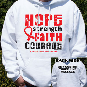 Heart Disease Hope Ribbon Hooded Sweatshirt