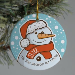 Orange Ribbon Snowman Ornament