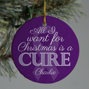 Purple Ribbon Awareness Ornament