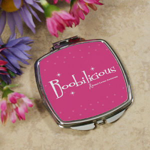 Boobilicious Breast Cancer Awareness Compact Mirror