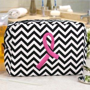 Pink Ribbon Chevron Cosmetic Bag