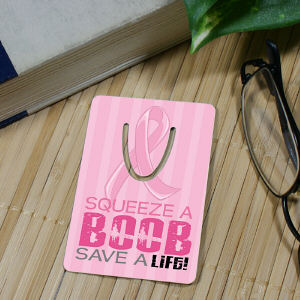 Squeeze A Boob - Breast Cancer Awareness Bookmark