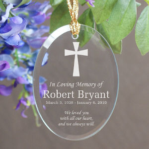 In Loving Memory Oval Glass Ornament