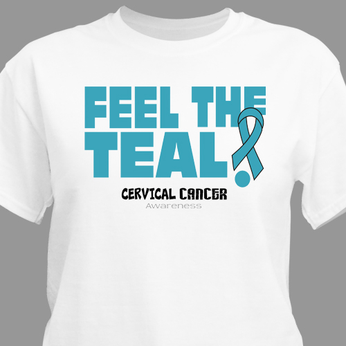 Feel The Teal Cervical Cancer Awareness T-Shirt | MyWalkGear.com
